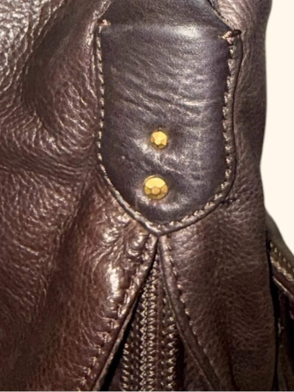 Sigrid Olsen BOHO Brown Leather HOBO Tote Shoulder Bag with Gold Hardware